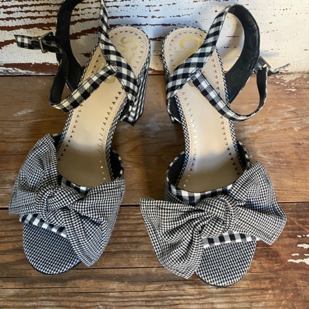 Sam Edelman Black & White Eva Gingham Sandal 6 - Picture 5 of 8